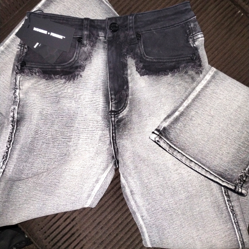 🔥NWT Homme-Femme Two Tone Black  washed Jeans